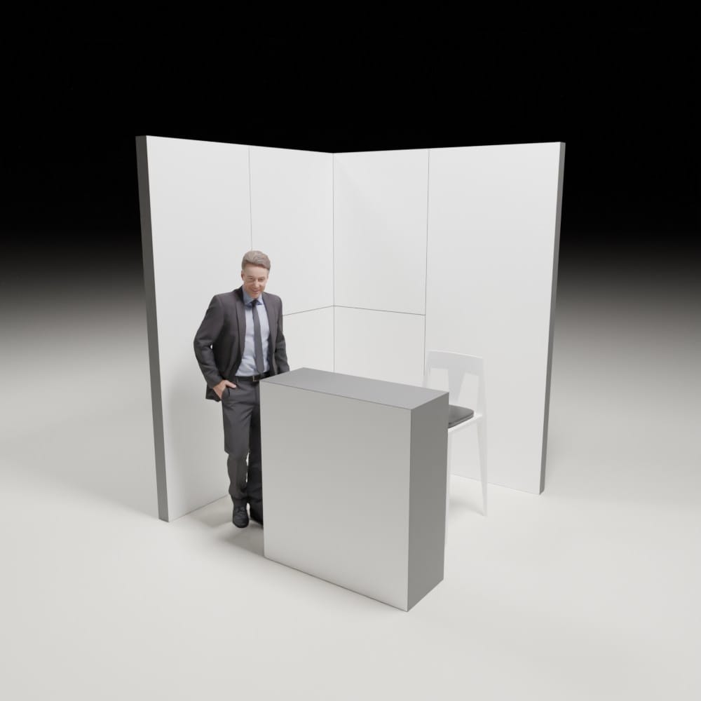 2x2m booth featuring a counter