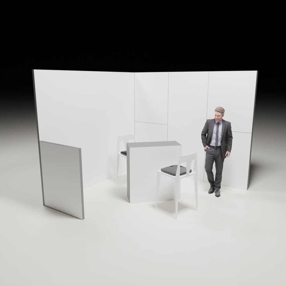 3x3m booth with counter and fence